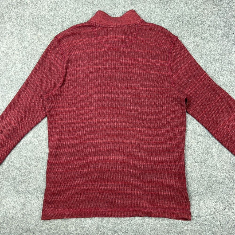 Lucky‎ Brand Sweater Mens Large Red Thermal 1/4 Zip Mock Neck Pullover Pockets - Picture 8 of 13